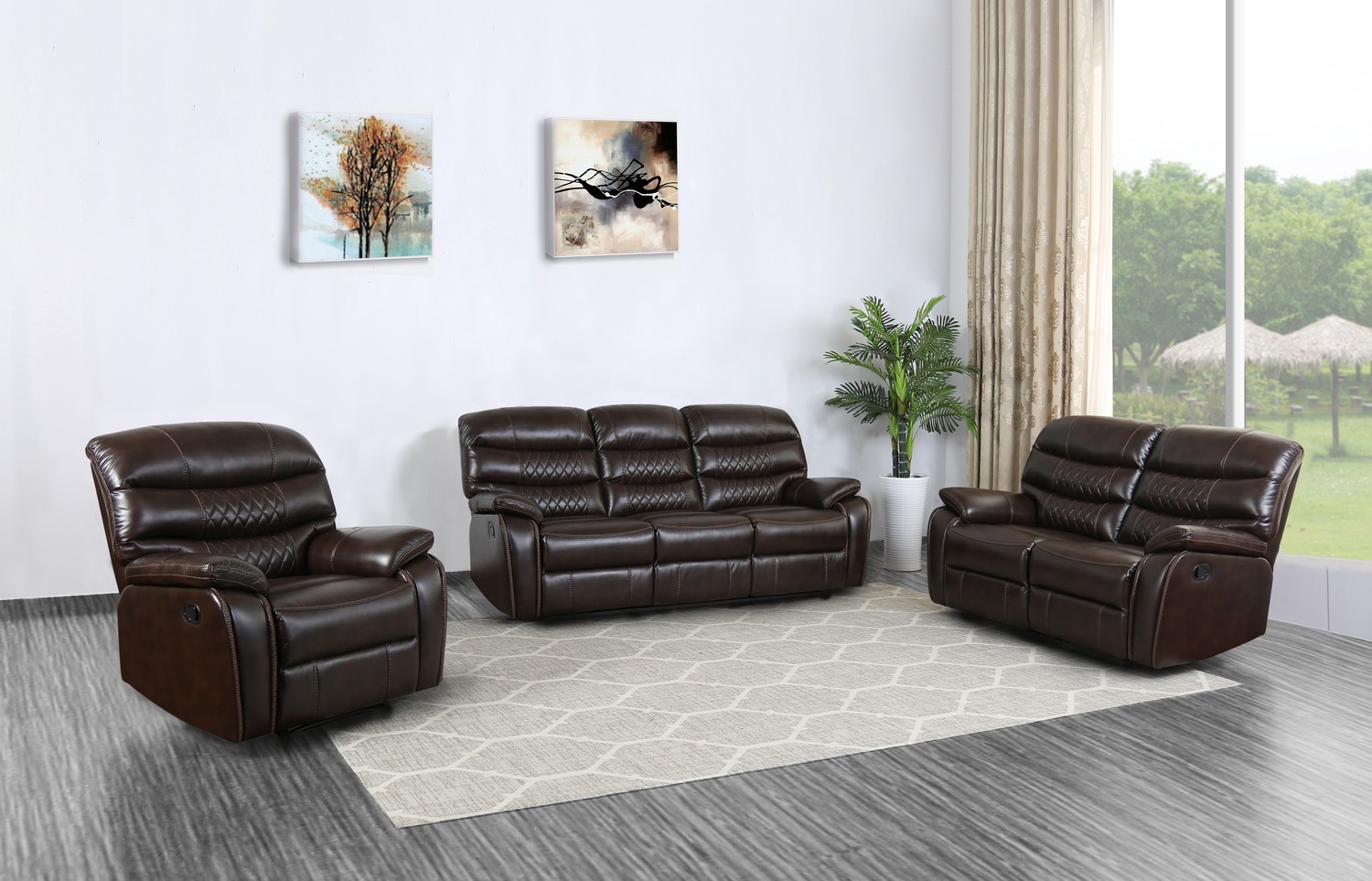 The Indo Brown Power Reclining Sofa Set at Furniture Express Hawaii