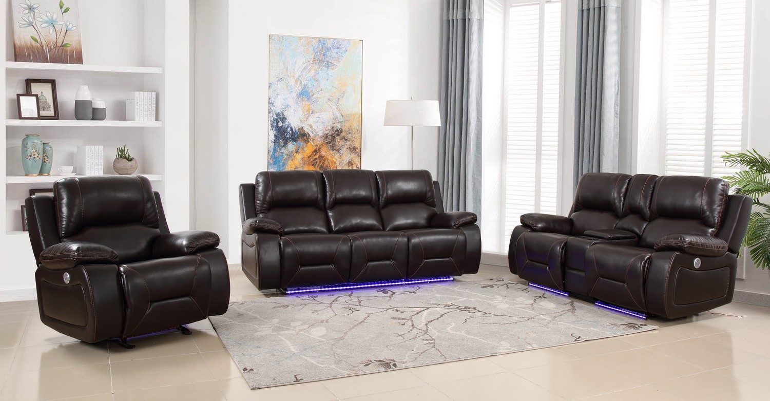 The Indo Brown Power Reclining Sofa Set at Furniture Express Hawaii