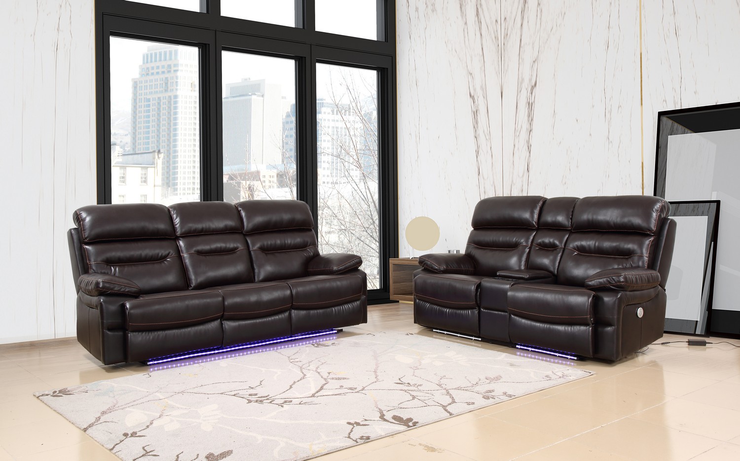 The Pasadena Brown Power Reclining Sofa Love at Furniture Express