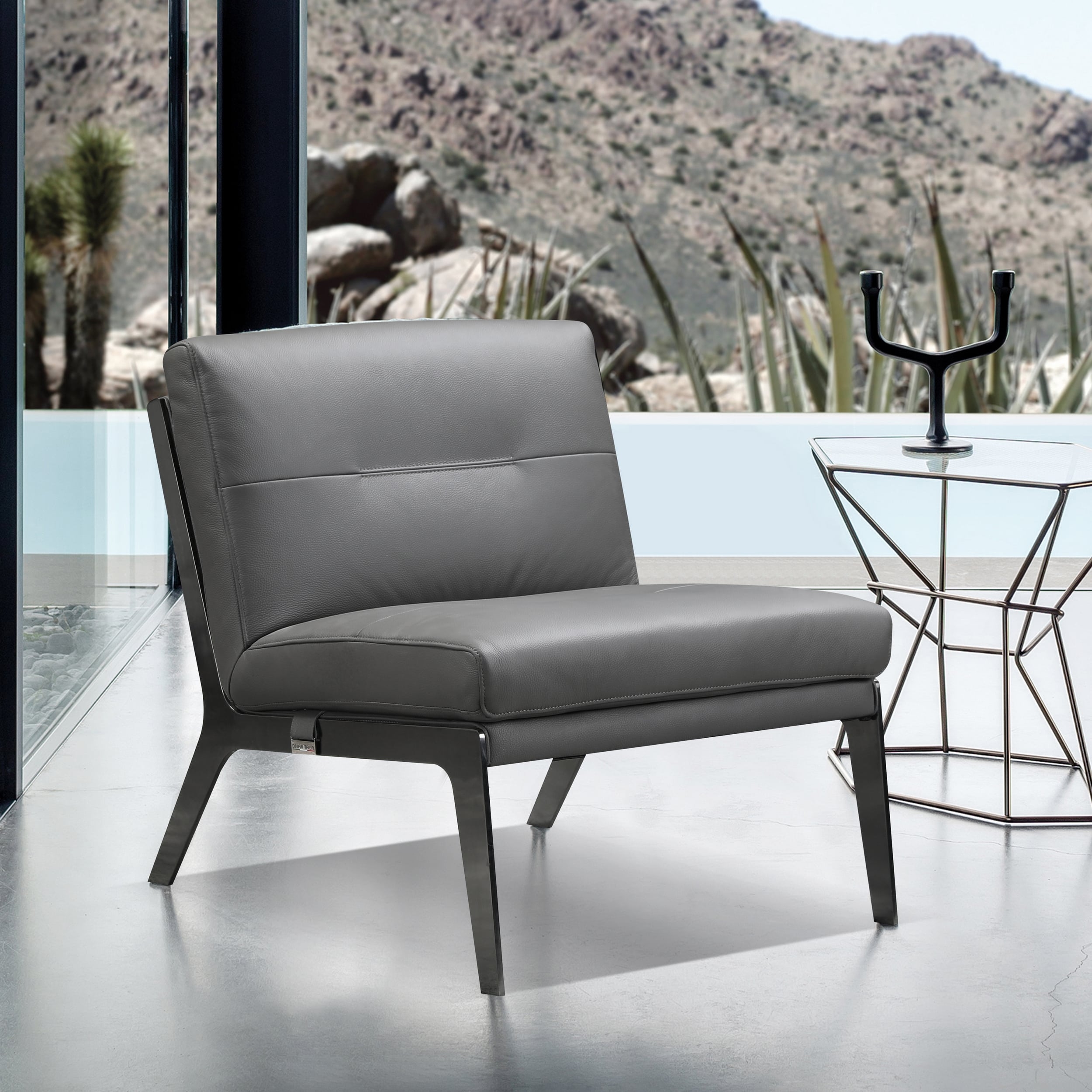 The Tampa Dark Gray Leather Accent Chair at Furniture Express Hawaii