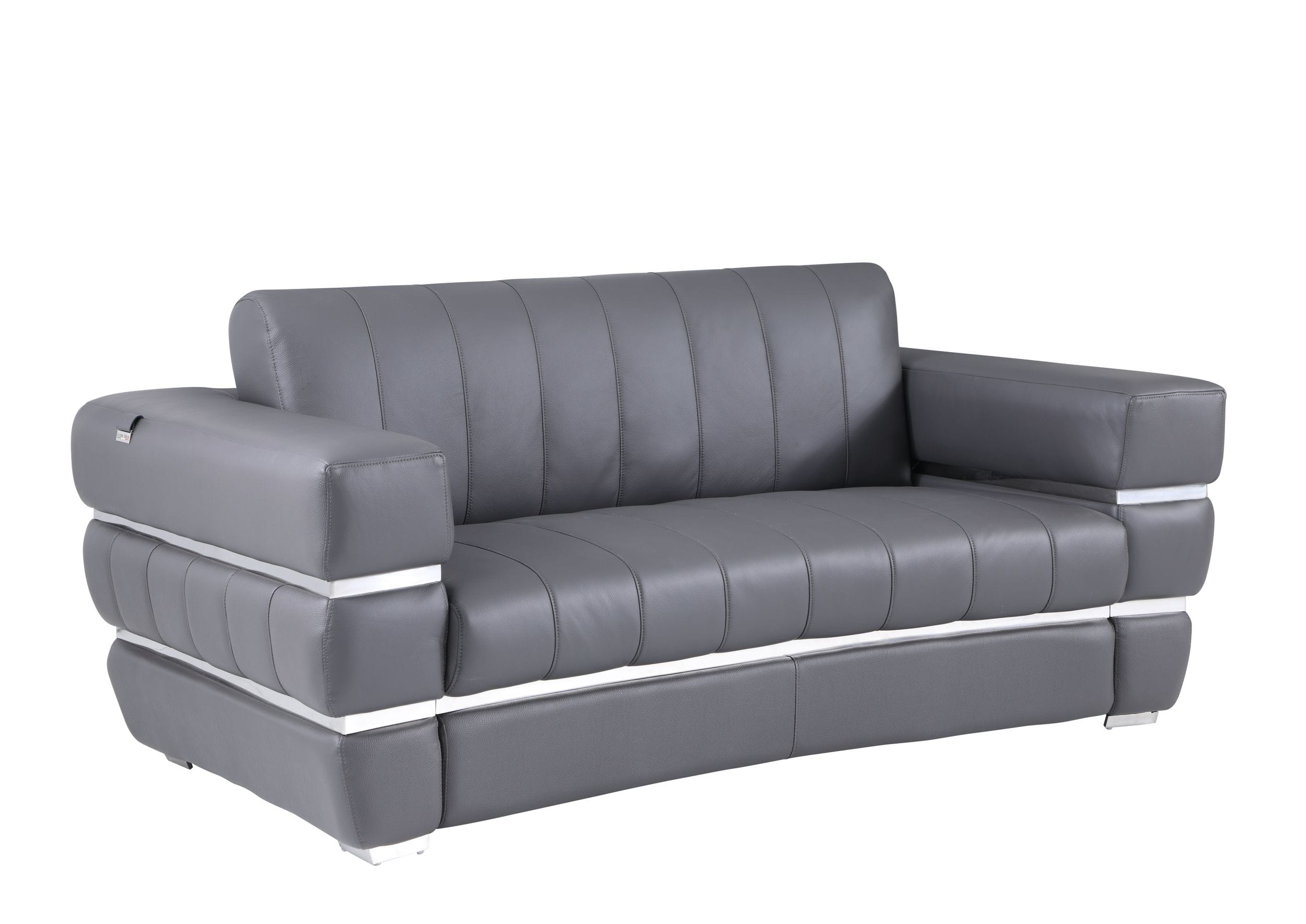 The Athens Dark Gray Italian Leather Loveseat at Furniture Express