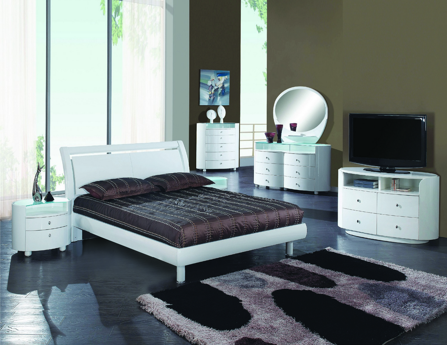 The Cosmo Cherry 4PC Eastern King Bedroom Set at Furniture Express ...