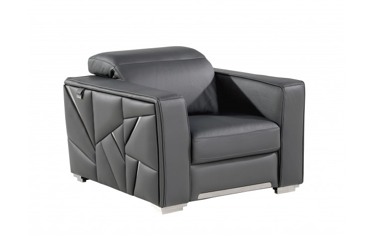 1120 - Global United Dark Grey Top Grain Italian Leather Chair