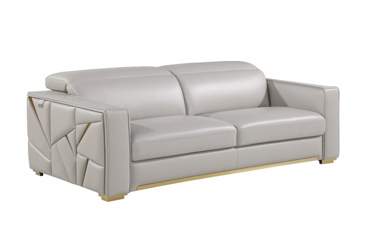 1120 - Global United Light Grey Top Grain Italian Leather Sofa