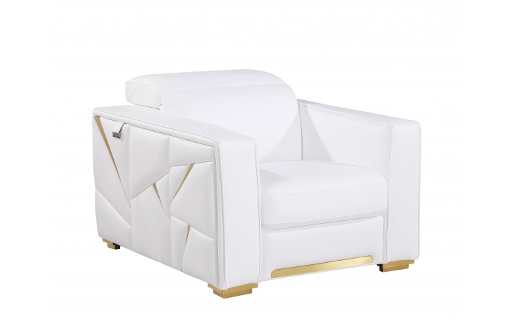 1120 - Global United White Top Grain Italian Leather Chair