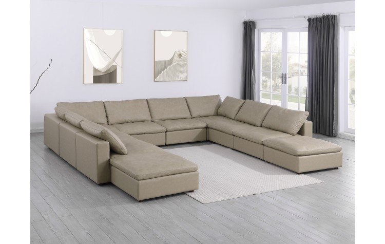 DivanItalia 1100 Beige 10-Piece Sectional with Chaise - Upholstered in Top-Grain Italian Leather