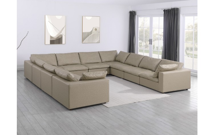 DivanItalia 1100 Beige 10-Piece Sectional - Upholstered in Top-Grain Italian Leather
