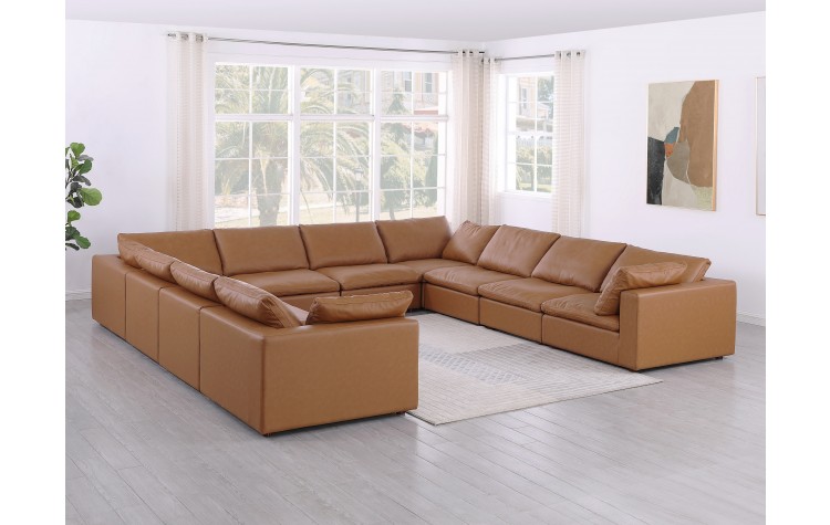DivanItalia 1100 Cognac 10-Piece Sectional - Upholstered in Top-Grain Italian Leather