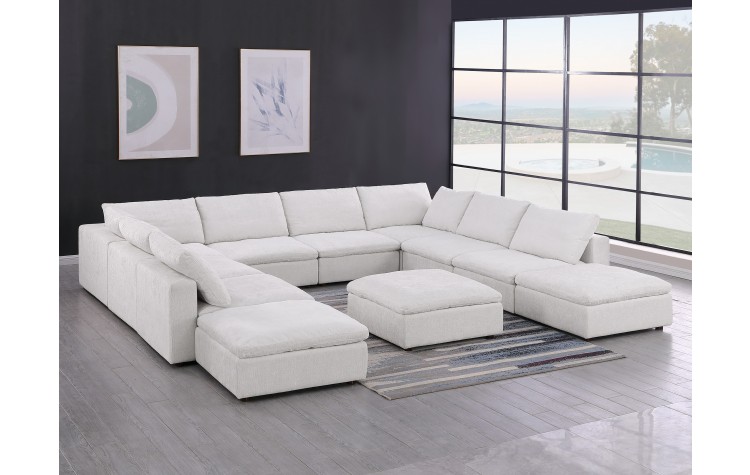 DivanItalia 1100 Light Grey 11-Piece Sectional with Chaise - Upholstered in Genuine Belfast Fabric