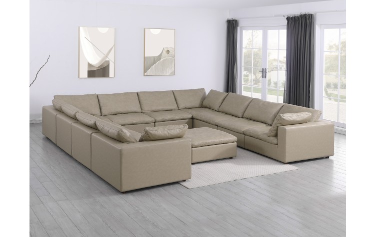 DivanItalia 1100 Beige 11-Piece Sectional - Upholstered in Top-Grain Italian Leather