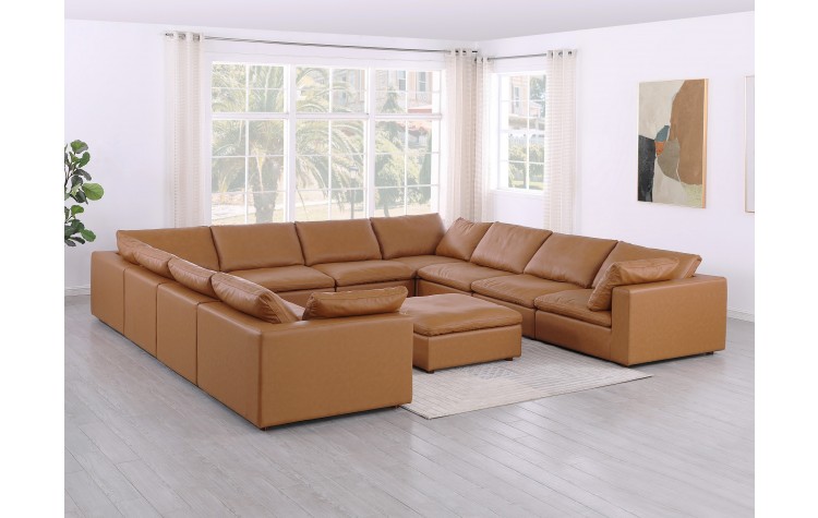 DivanItalia 1100 Cognac 11-Piece Sectional - Upholstered in Top-Grain Italian Leather