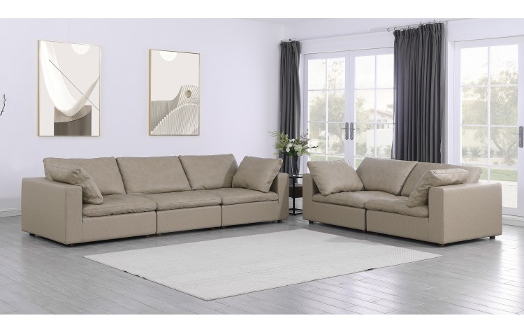 DivanItalia 1100 Beige 2-Piece Sofa Set - Upholstered in Top-Grain Italian Leather