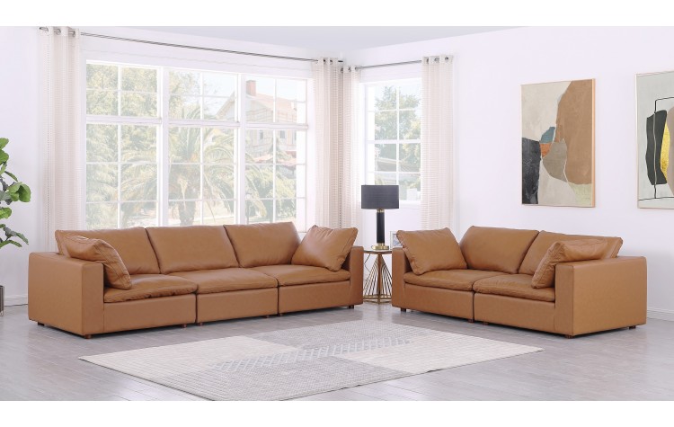 DivanItalia 1100 Cognac 2-Piece Sofa Set - Upholstered in Top-Grain Italian Leather