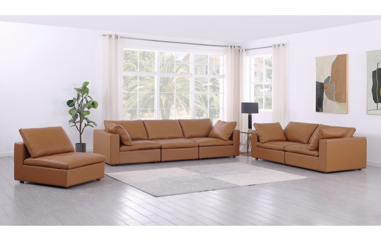 DivanItalia 1100 Cognac 3-Piece Sofa Set - Upholstered in Top-Grain Italian Leather