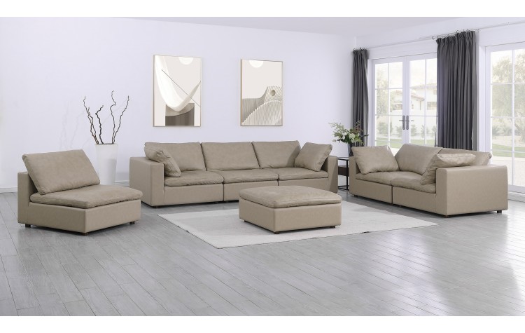 DivanItalia 1100 Beige 3-Piece Sofa Set with Ottoman - Upholstered in Top-Grain Italian Leather