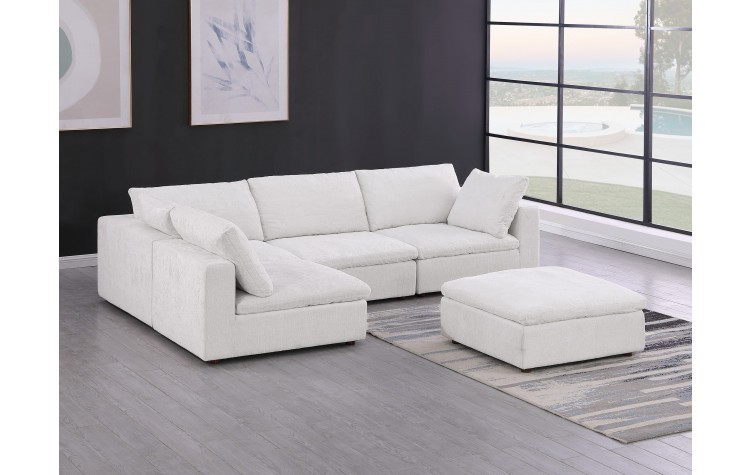 DivanItalia 1100 Light Grey 5-Piece 3-Seat Left Arm Facing Sectional - Upholstered in Genuine Belfast Fabric