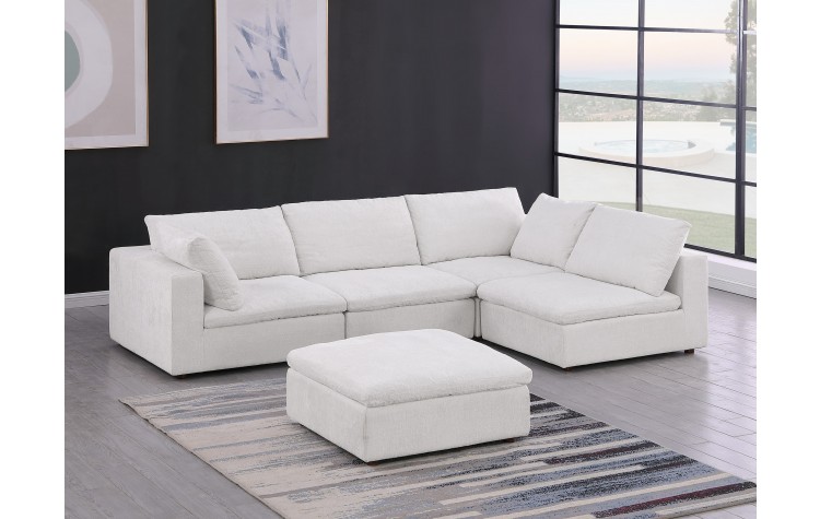 DivanItalia 1100 Light Grey 5-Piece 3-Seat Right Arm Facing Sectional - Upholstered in Genuine Belfast Fabric