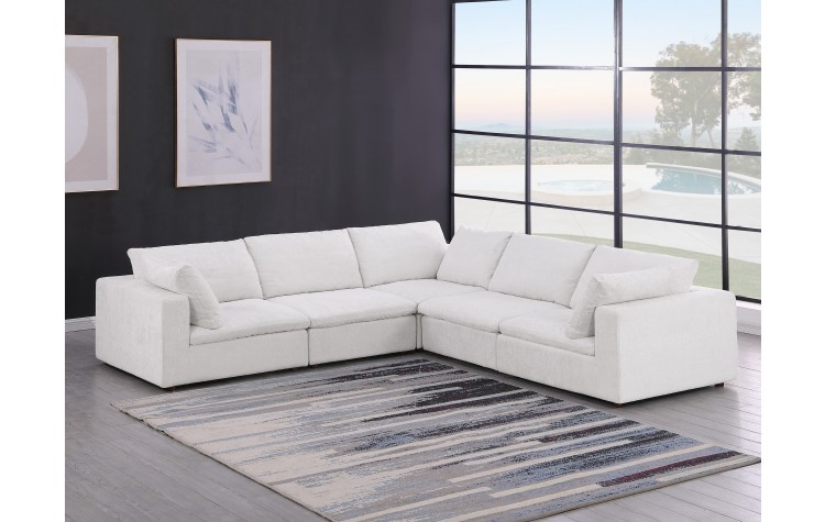 DivanItalia 1100 Light Grey 5-Piece Sectional - Upholstered in Genuine Belfast Fabric