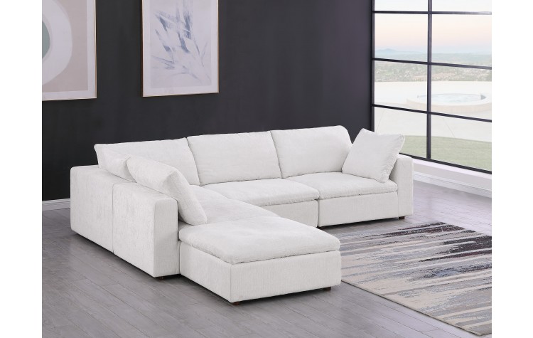 DivanItalia 1100 Light Grey 5-Piece 4-Seat Left Arm Facing Sectional - Upholstered in Genuine Belfast Fabric