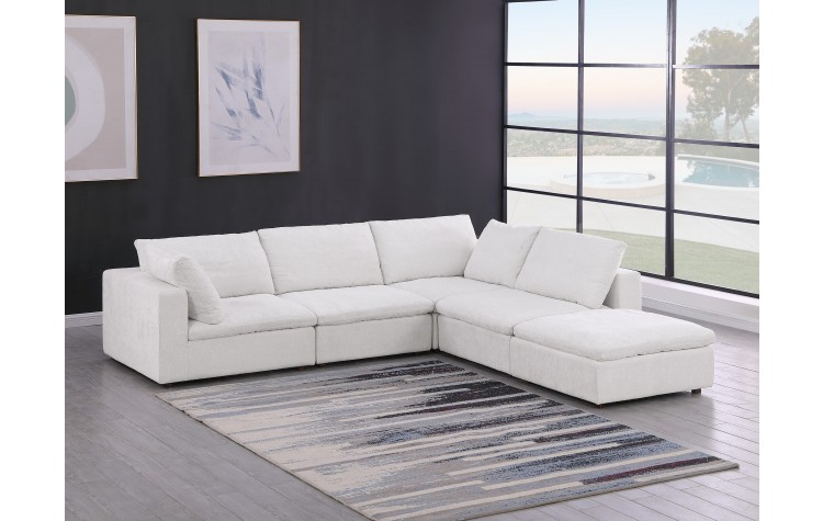 DivanItalia 1100 Light Grey 5-Piece 4-Seat Right Arm Facing Sectional - Upholstered in Genuine Belfast Fabric
