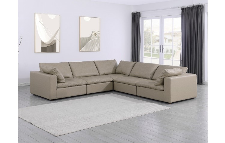 DivanItalia 1100 Beige 5-Piece Sectional - Upholstered in Top-Grain Italian Leather