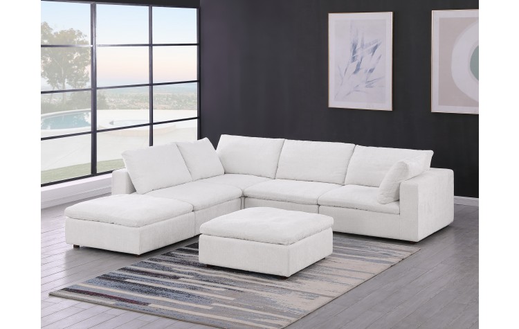 DivanItalia 1100 Light Grey 6-Piece Left Arm Facing Sectional - Upholstered in Genuine Belfast Fabric