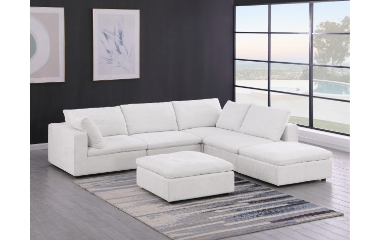 DivanItalia 1100 Light Grey 6-Piece Right Arm Facing Sectional - Upholstered in Genuine Belfast Fabric