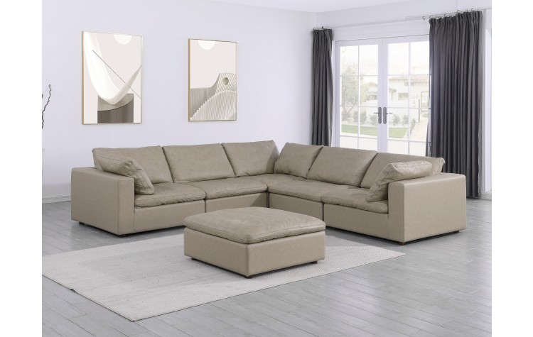 DivanItalia 1100 Beige 6-Piece  Sectional - Upholstered in Top-Grain Italian Leather