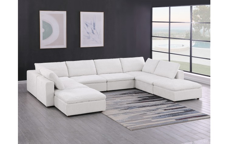 DivanItalia 1100 Light Grey 8-Piece Sectional with Chaise - Upholstered in Genuine Belfast Fabric
