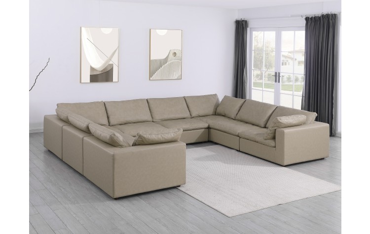 DivanItalia 1100 Beige 8-Piece Sectional - Upholstered in Top-Grain Italian Leather
