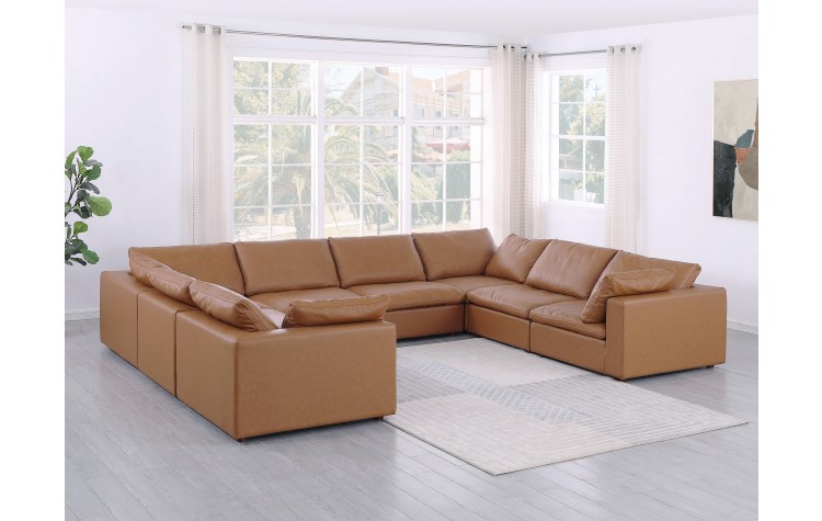 DivanItalia 1100 Cognac 8-Piece Sectional - Upholstered in Top-Grain Italian Leather