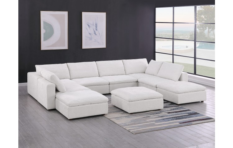 DivanItalia 1100 Light Grey 9-Piece Sectional with Chaise - Upholstered in Genuine Belfast Fabric