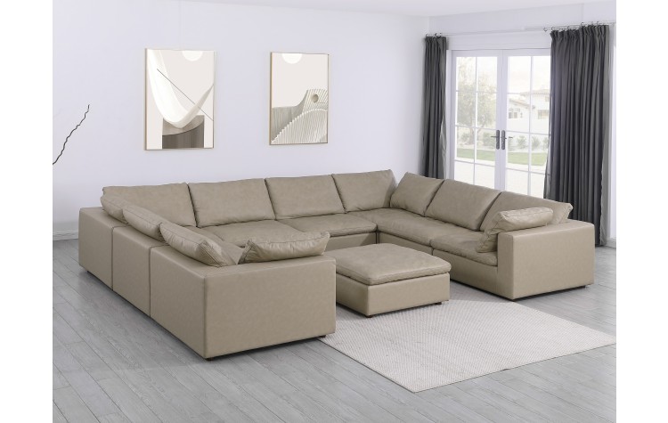 DivanItalia 1100 Beige 9-Piece Sectional - Upholstered in Top-Grain Italian Leather