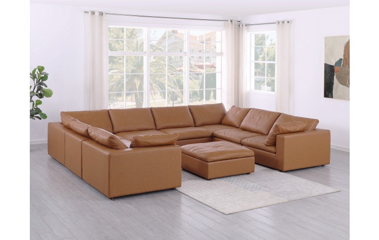 DivanItalia 1100 Cognac 9-Piece Sectional - Upholstered in Top-Grain Italian Leather