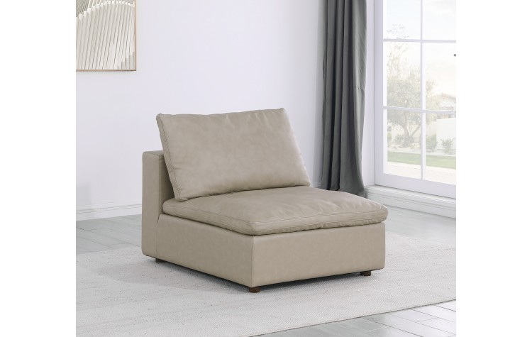DivanItalia 1100 Beige Armless Chair - Upholstered in Top-Grain Italian Leather