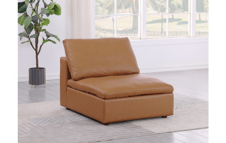 DivanItalia 1100 Cognac Armless Chair - Upholstered in Top-Grain Italian Leather
