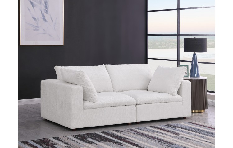 DivanItalia 1100 Light Grey Modular Loveseat - Upholstered in Genuine Belfast Fabric