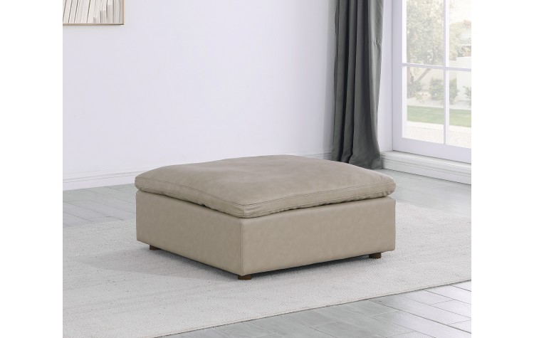 DivanItalia 1100 Beige Ottoman - Upholstered in Top-Grain Italian Leather