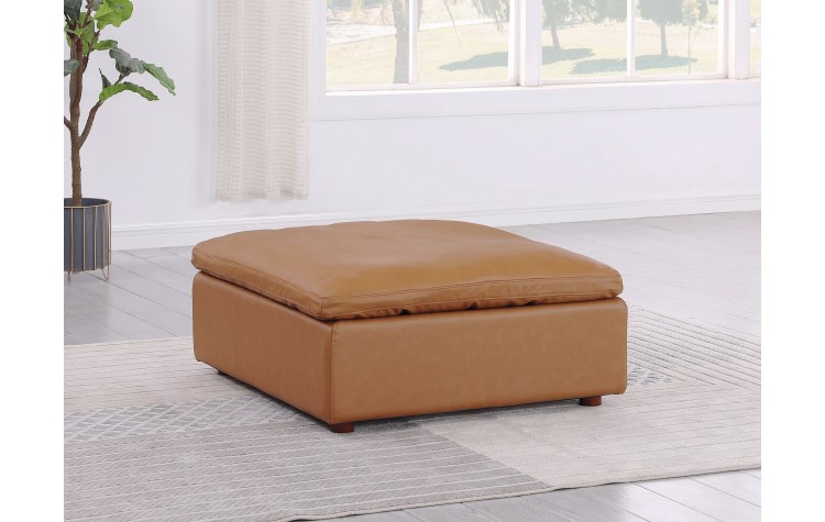 DivanItalia 1100 Cognac Ottoman - Upholstered in Top-Grain Italian Leather