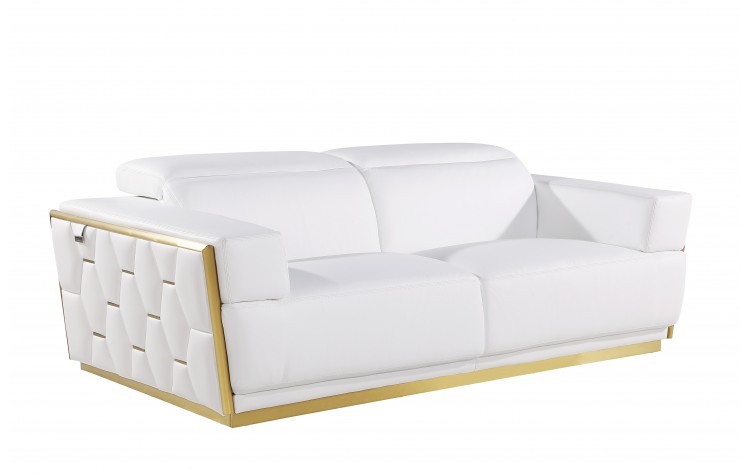 1111 - Global United White Top Grain Italian Leather Sofa
