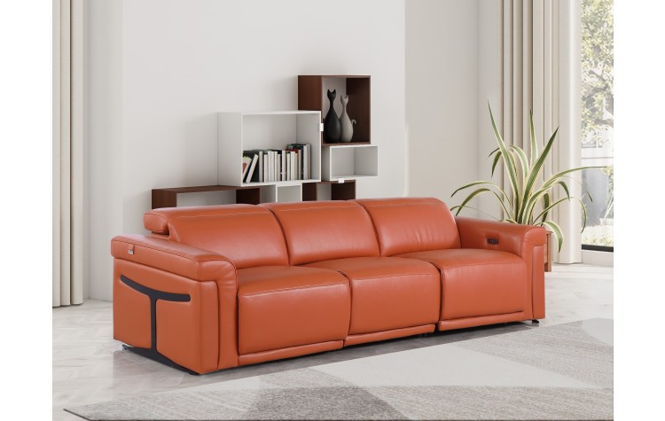 1126 DivanItalia Orange Modular 3-Power Reclining Sofa with Power Headrest