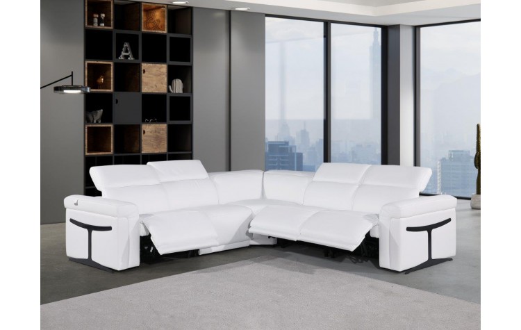 White top sales grain leather sectional