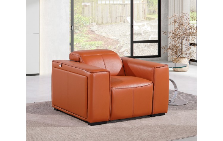 1224 - DivanItalia Camel Power Reclining Arm Chairwith Power Headrests - Top Grain Italian Leather