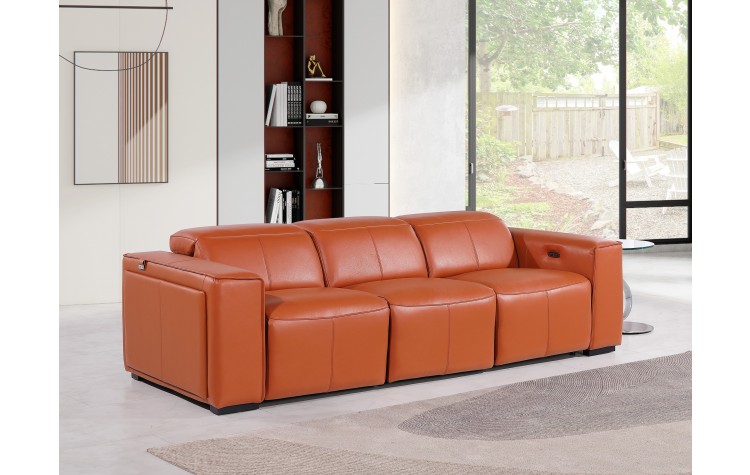 1224 - DivanItalia Camel Modular Power Dual Reclining Sofa with Power Reclining Headrests - Top Grain Italian Leather