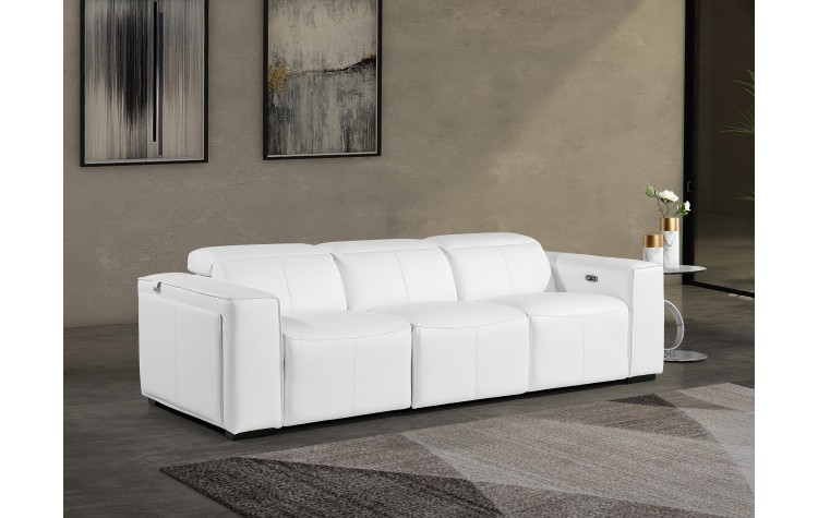 1224 - DivanItalia White Modular Power Dual Reclining Sofa with Power Reclining Headrests - Top Grain Italian Leather
