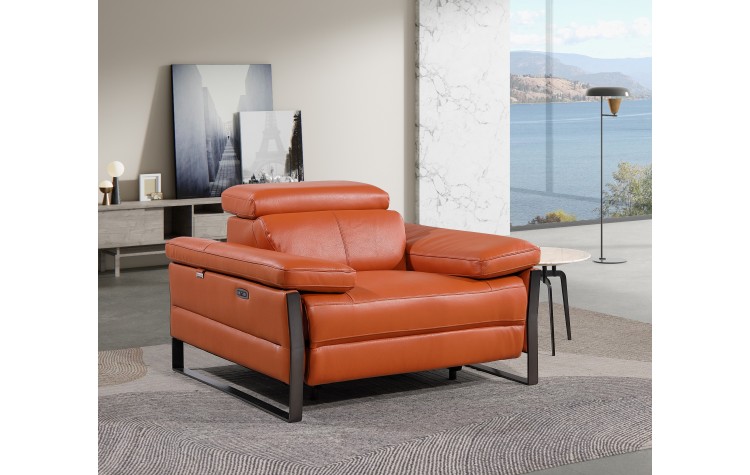1246 - DivanItalia Camel Power Reclining Arm Chairwith Power Headrests - Top Grain Italian Leather
