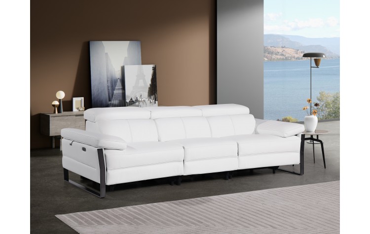 1246 - DivanItalia White Modular Power Dual Reclining Sofa with Power Reclining Headrests - Top Grain Italian Leather