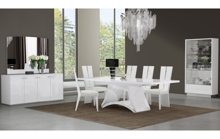 Get acquainted musician Recall D313 - White Dining Table and 6 Chair Set - Dining Sets - Dining