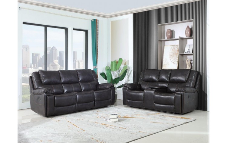 5108 - Brown Sofa and Console Loveseat