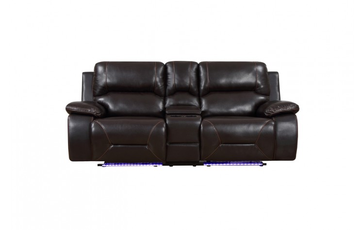 9422 - Brown Power Reclining Console Loveseat